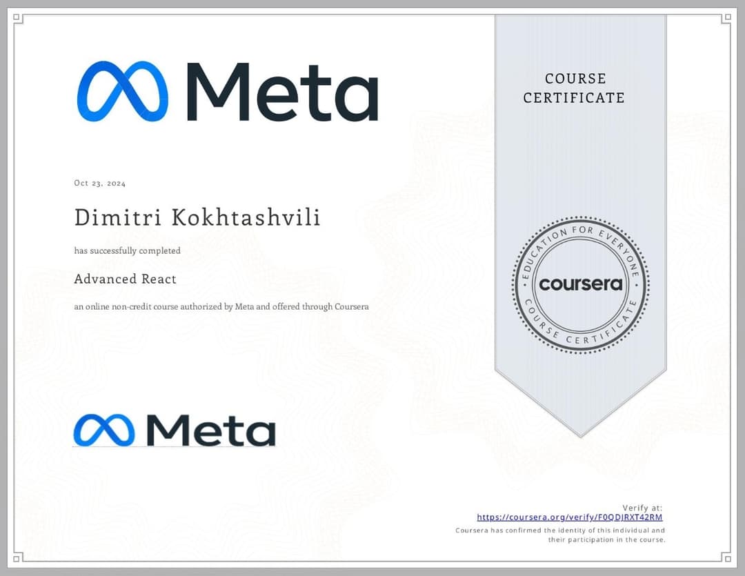 advancedReact certificate icon